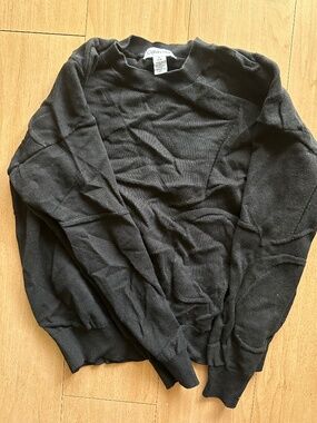 Calvin Klein Womens Black Crew Neck Long Sleeve Pullover Logo Sweater Size S